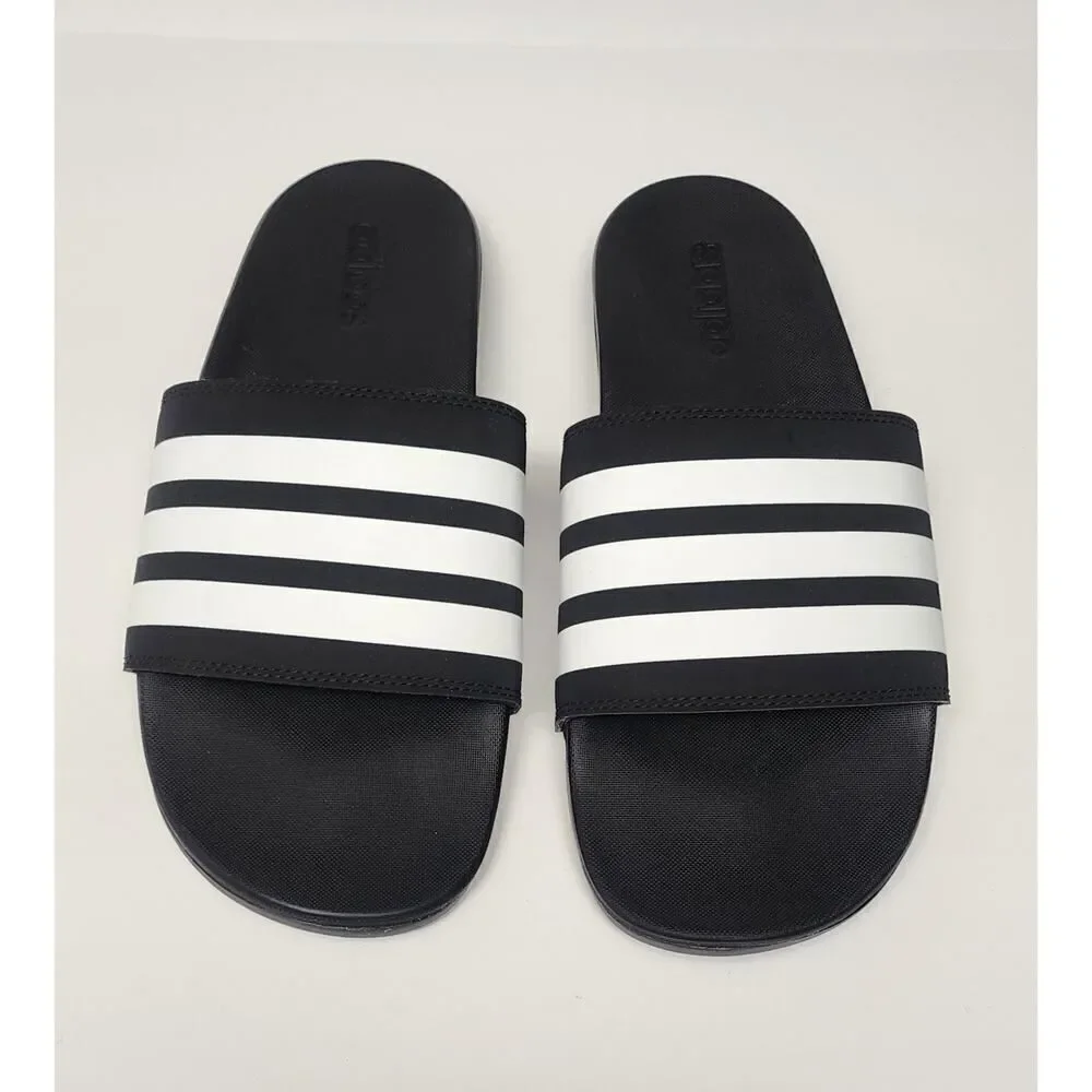 Adidas Adilette Black White Womens Athletic Slip-On Sandals Size US 12